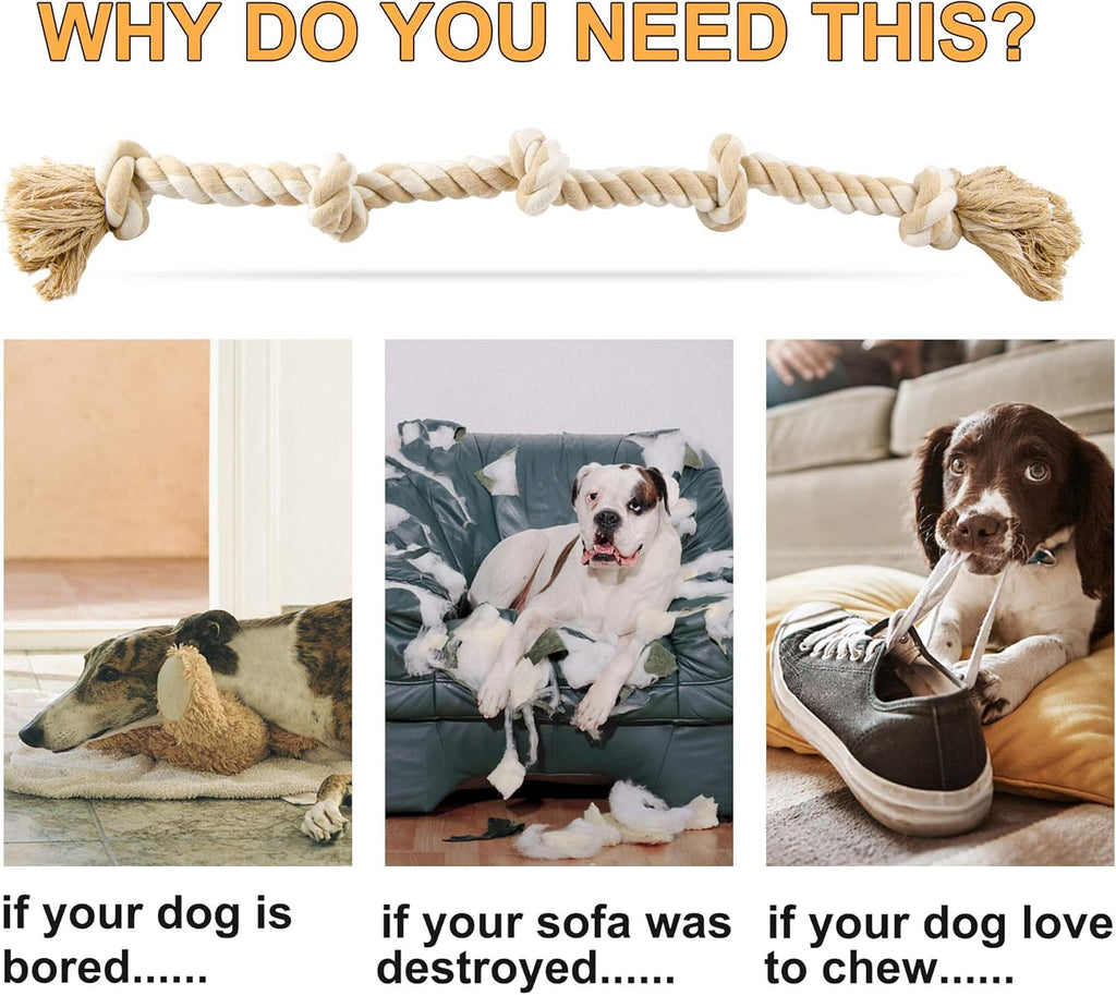 Fida Dog Rope Toys for Large/Medium Aggressive Chewers, Tough Cotton Chew Toy, 3 Feet 5 Knots Indestructible,  - view 6
