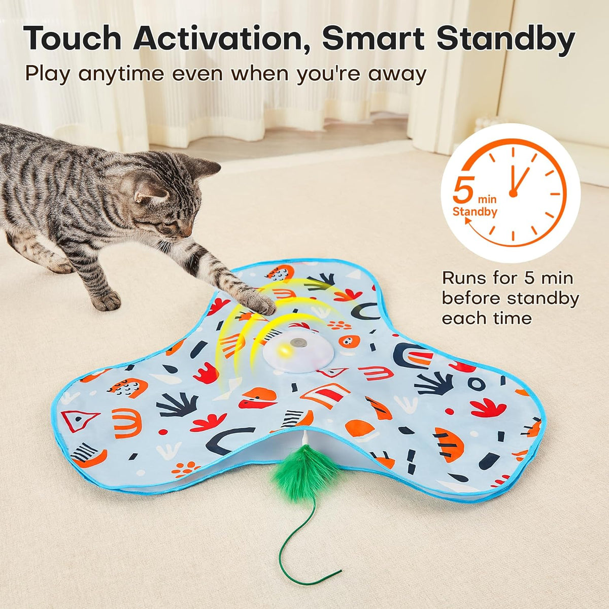 Potaroma Hide and Seek Interactive Cat Toys, Moving Concealed Wand Feather, Automatic Chargeable Indoor Kitten - view 4