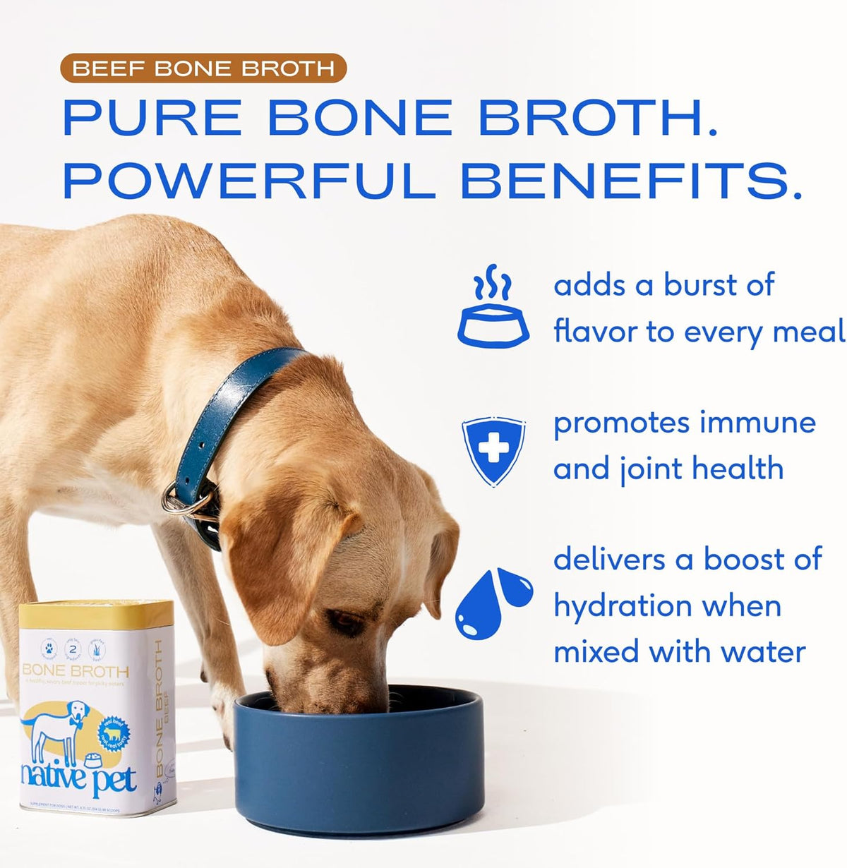 Native Pet Bone Broth for Dogs - Made with Real Beef Bone Broth, Dog Food Toppers for Picky Eaters - Provides  - view 2