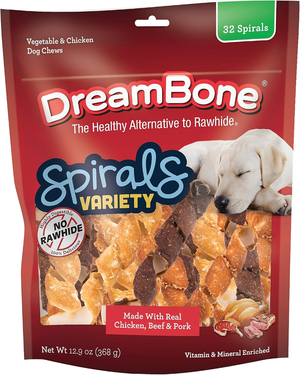 DreamBone Spirals Variety Pack, Treat Your Dog to a Chew Made with Real Meat and Vegetables