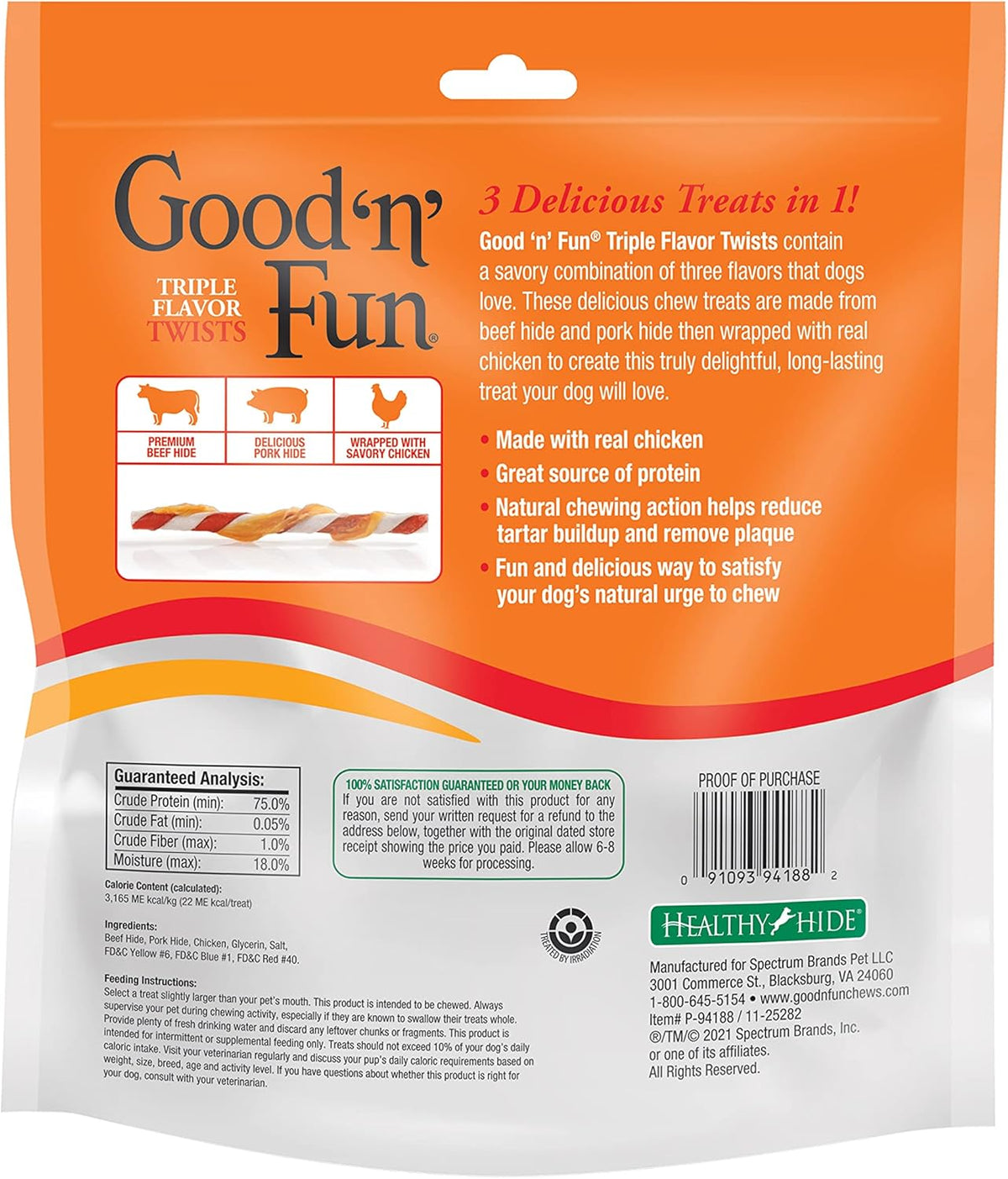 Good 'N' Fun Triple Flavor Twist Rawhide Treats For Dogs, 70 count - view 3