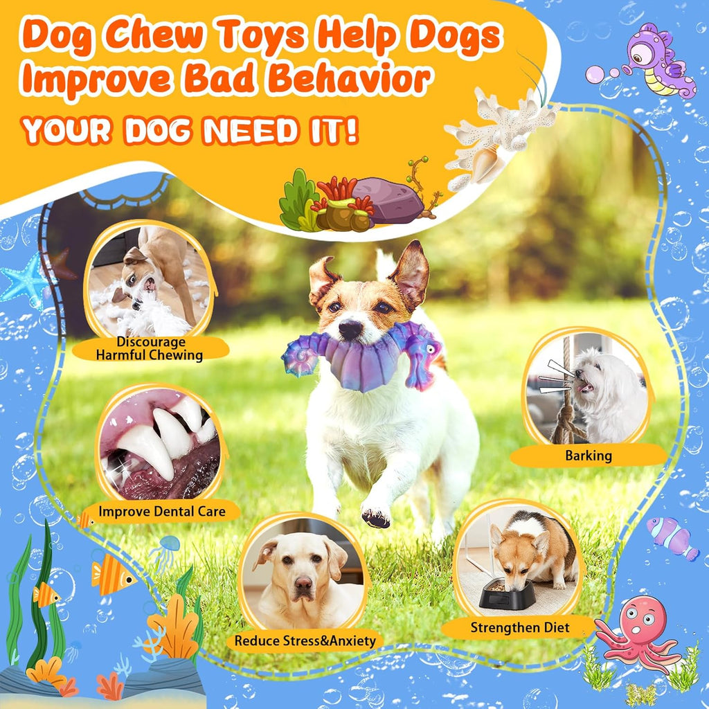 Jeefome Dog Chew Toys for Aggressive Chewers: Squeaky Dog Chew Toys for Large Dogs-Tough Indestructible Toys f - view 6