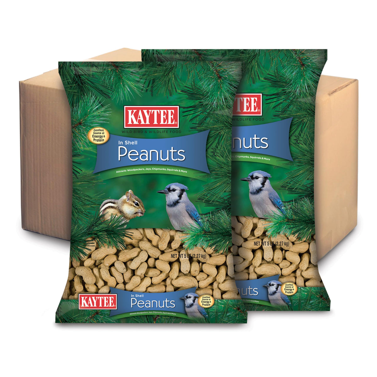 Kaytee Whole Peanuts in Shell for Cardinals, Blue Jays, Woodpeckers and Other Outside Wild Birds, Two 5 Pound 