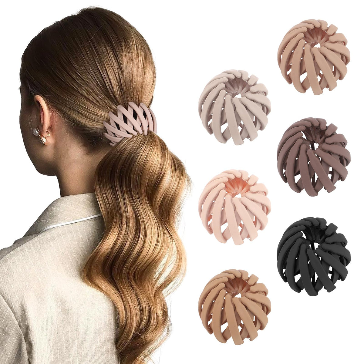 6Pcs Bird Nest Magic Hair Clips Hair Nest for Bun Strong Ponytail Holders Hair Accessories for Women Girls (Ne - view 8