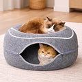 Peekaboo Cat Cave Donut - Cat Tunnel Bed for Indoor Cats – Cute Patterns Hideaway for Multiple & Large Cats, S