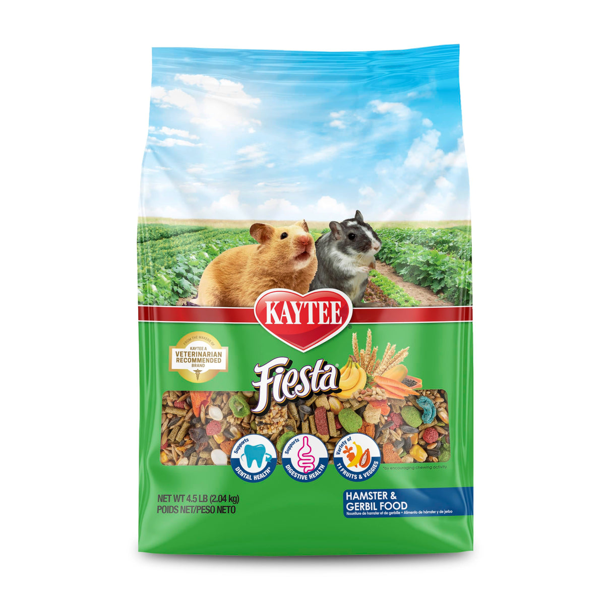 Kaytee Fiesta Hamster & Gerbil Food, Nutritious and Fun Blend, Supports Dental Health and Digestion, 4.5 pound
