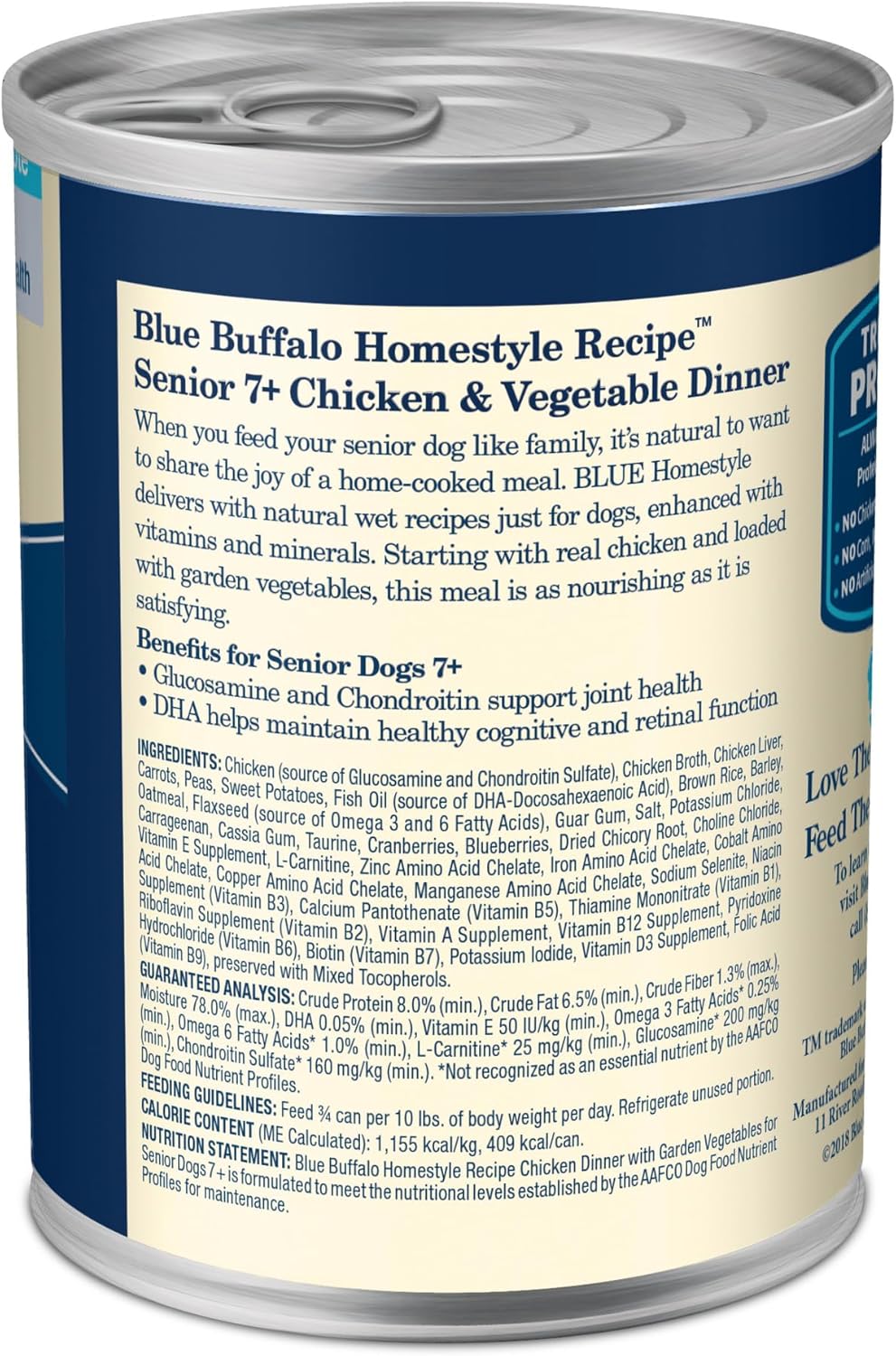 Blue Buffalo Homestyle Recipe Senior Wet Dog Food, Made with Natural Ingredients, Chicken Dinner with Garden V - view 2