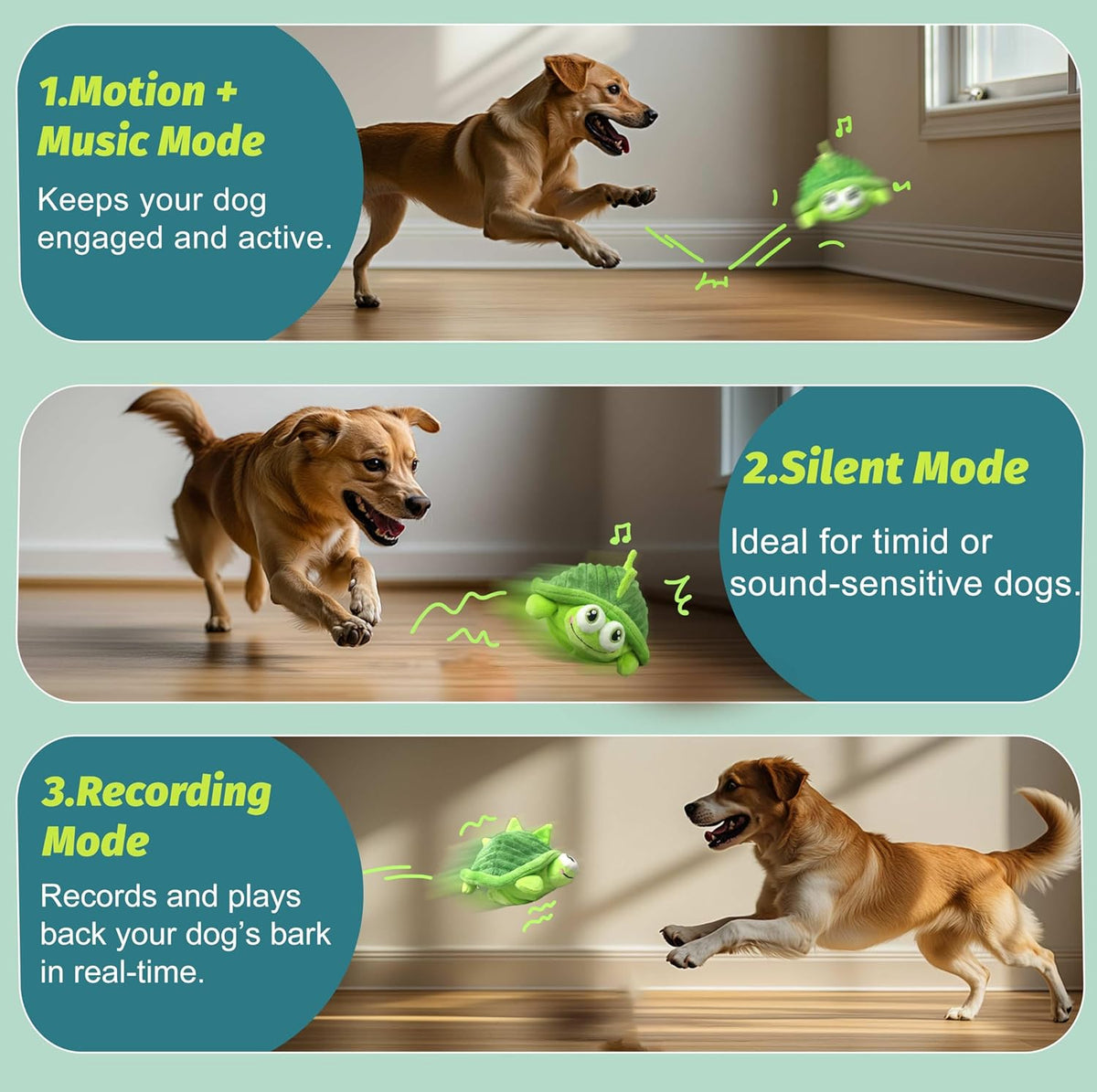 GUKCO Interactive Moving Dog Toys – Plush Chew Toy with Bouncing Ball, Music & Recording | Rechargeable Self-P - view 2