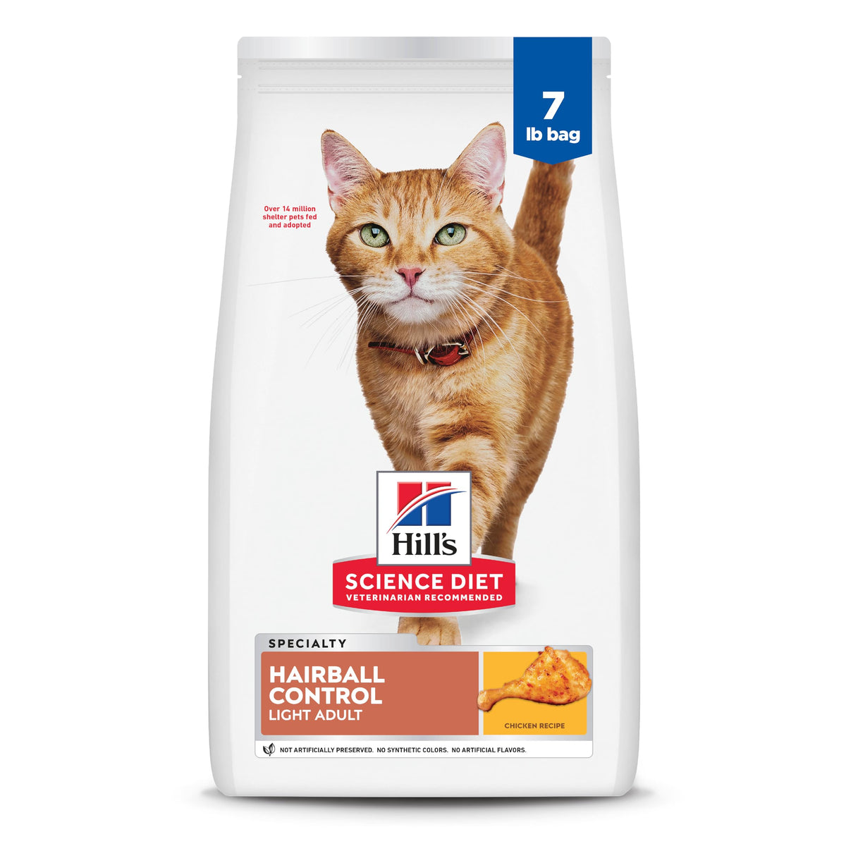 Hill's Science Diet Hairball Control Light, Adult 1-6, Weight Management & Hairball Control Support, Dry Cat F