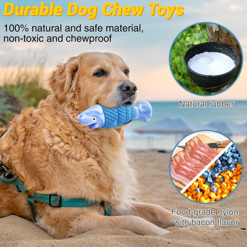WinTour Tough Dog Toys for Aggressive Chewers, Indestructible Dog Chewers for Medium & Large Breeds, Squeaky D - view 3
