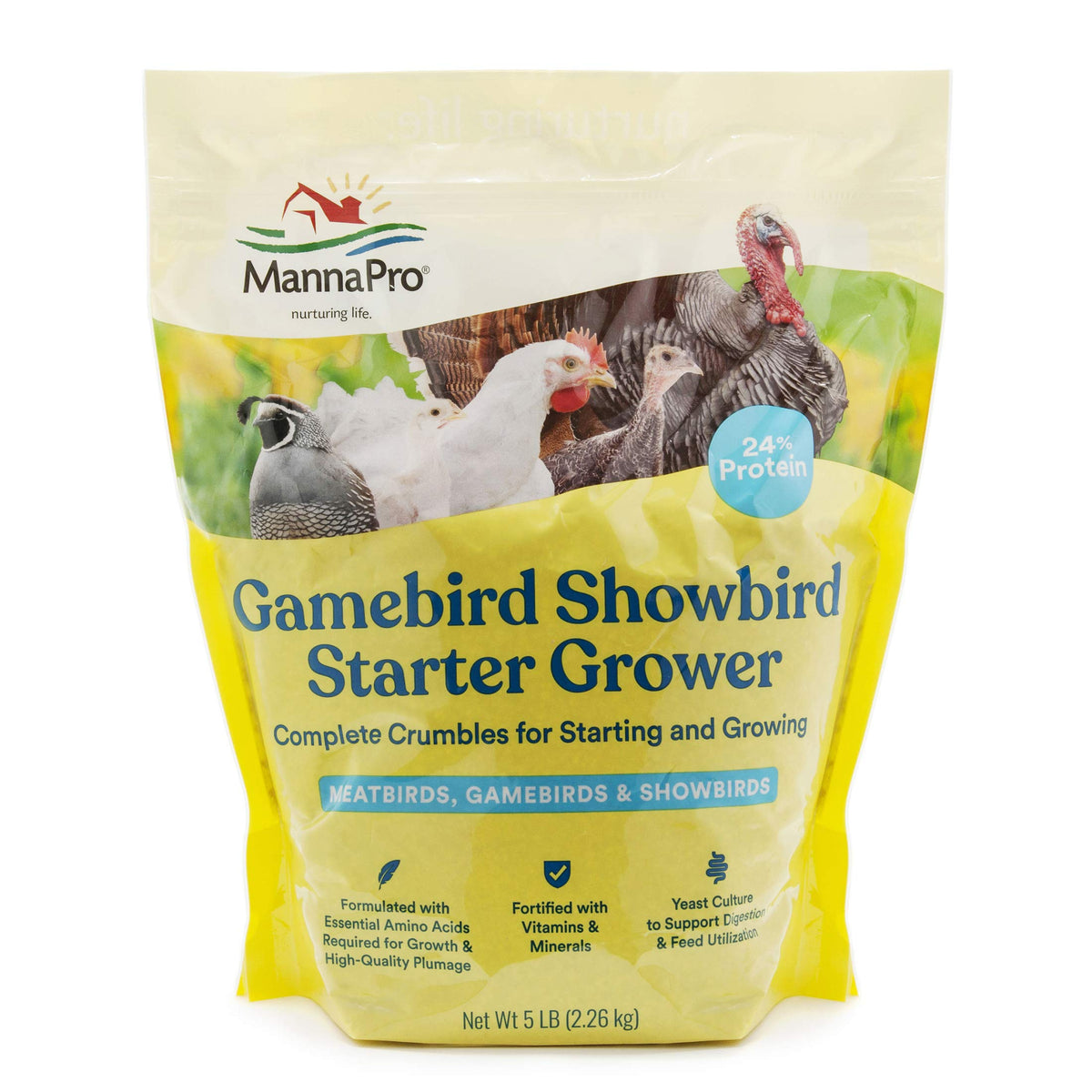 Manna Pro Gamebird & Showbird Crumbles – Premium Poultry Feed for Chickens, Ducks, Gamebirds, Turkeys & Bantam