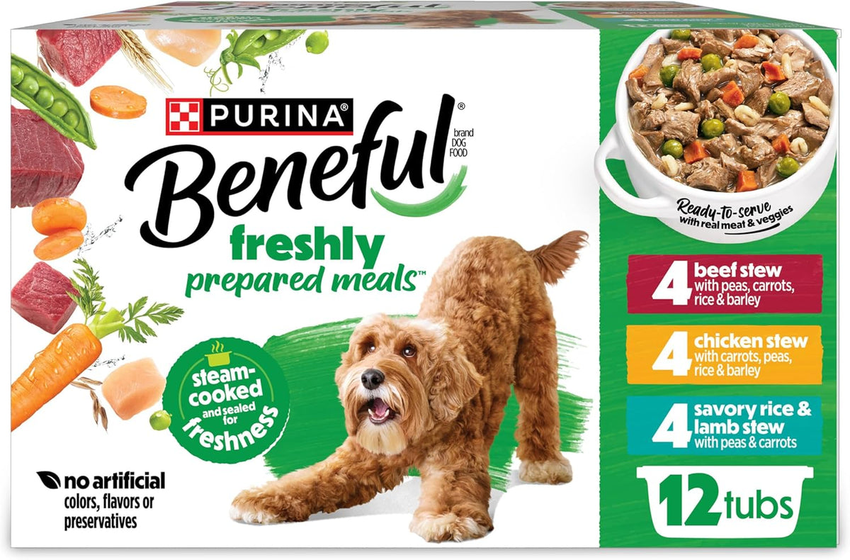 Purina Beneful Gravy Wet Dog Food Variety Pack, Prepared Meals Stew - (12) 10 oz. Tubs