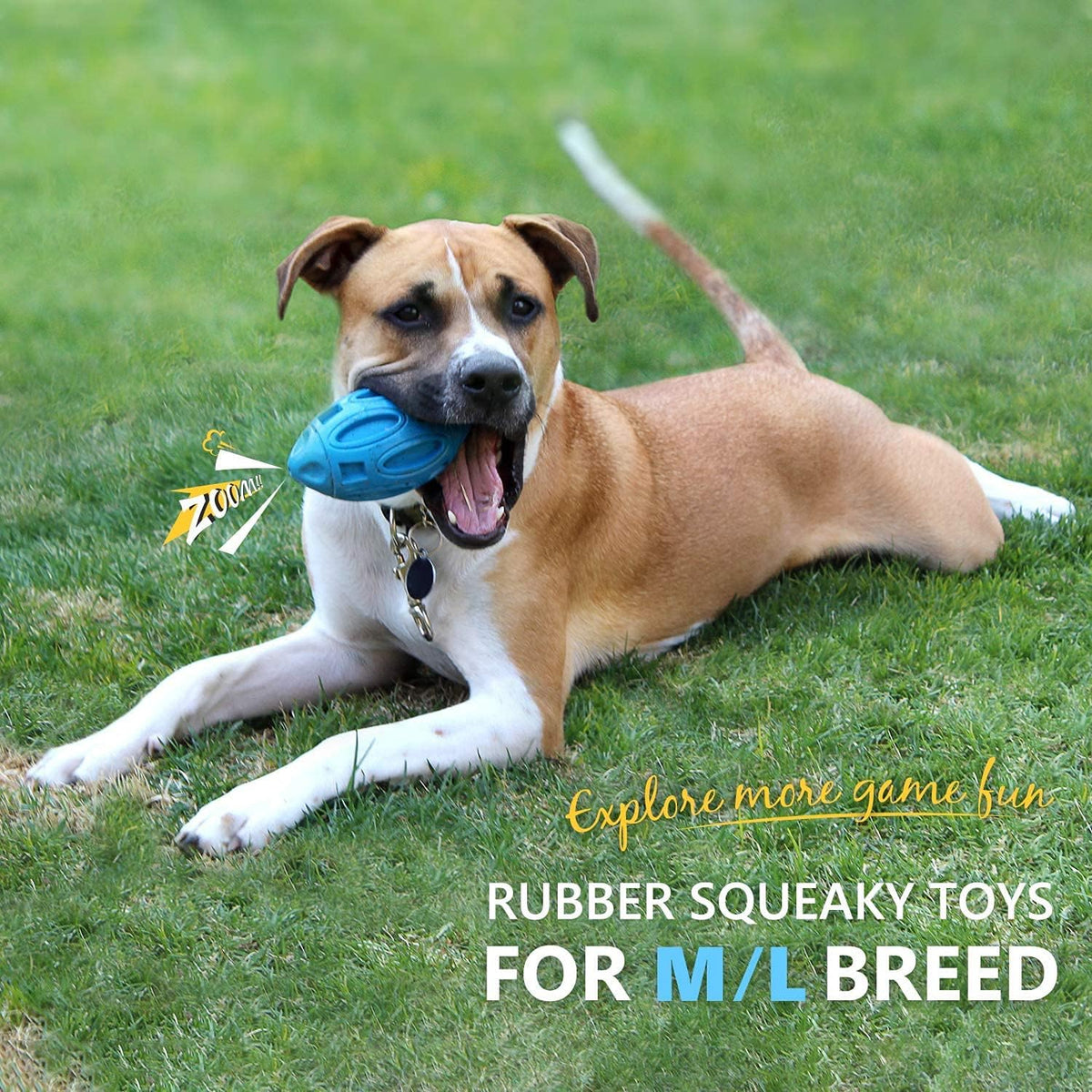 EASTBLUE Squeaky Dog Toys for Aggressive Chewers: Rubber Puppy Chew Ball with Squeaker, Almost Indestructible  - view 2