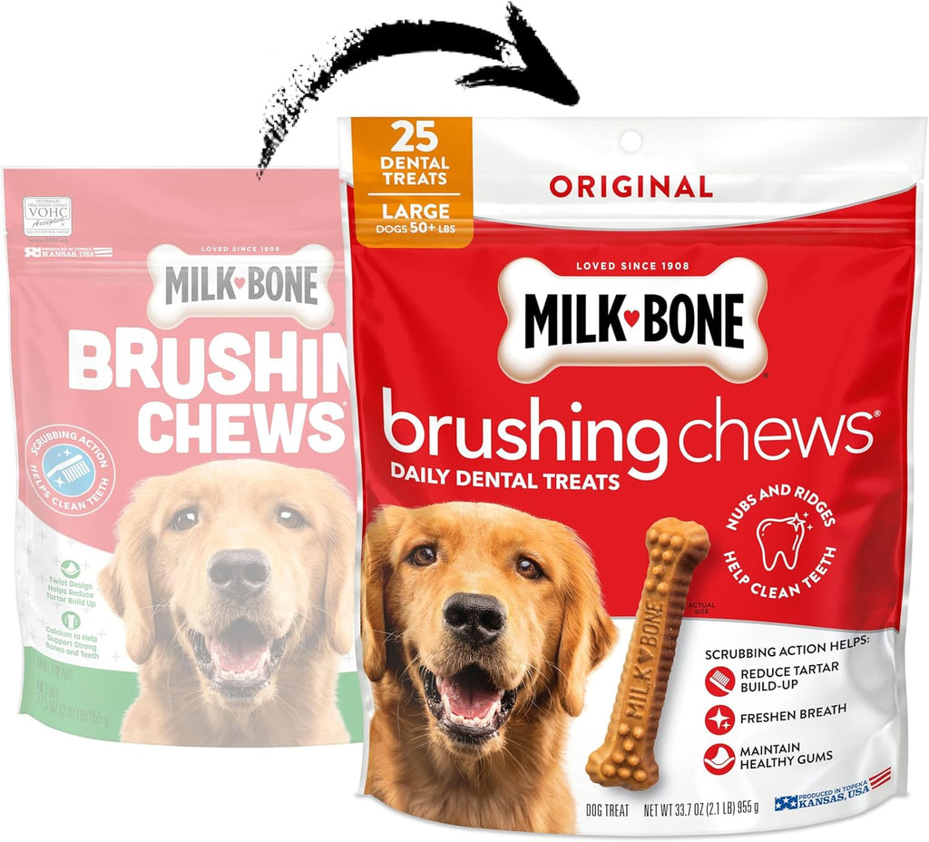 Milk-Bone Brushing Chews Daily Dental Dog Treats, Chicken Flavor, Large, 25 Count - view 2