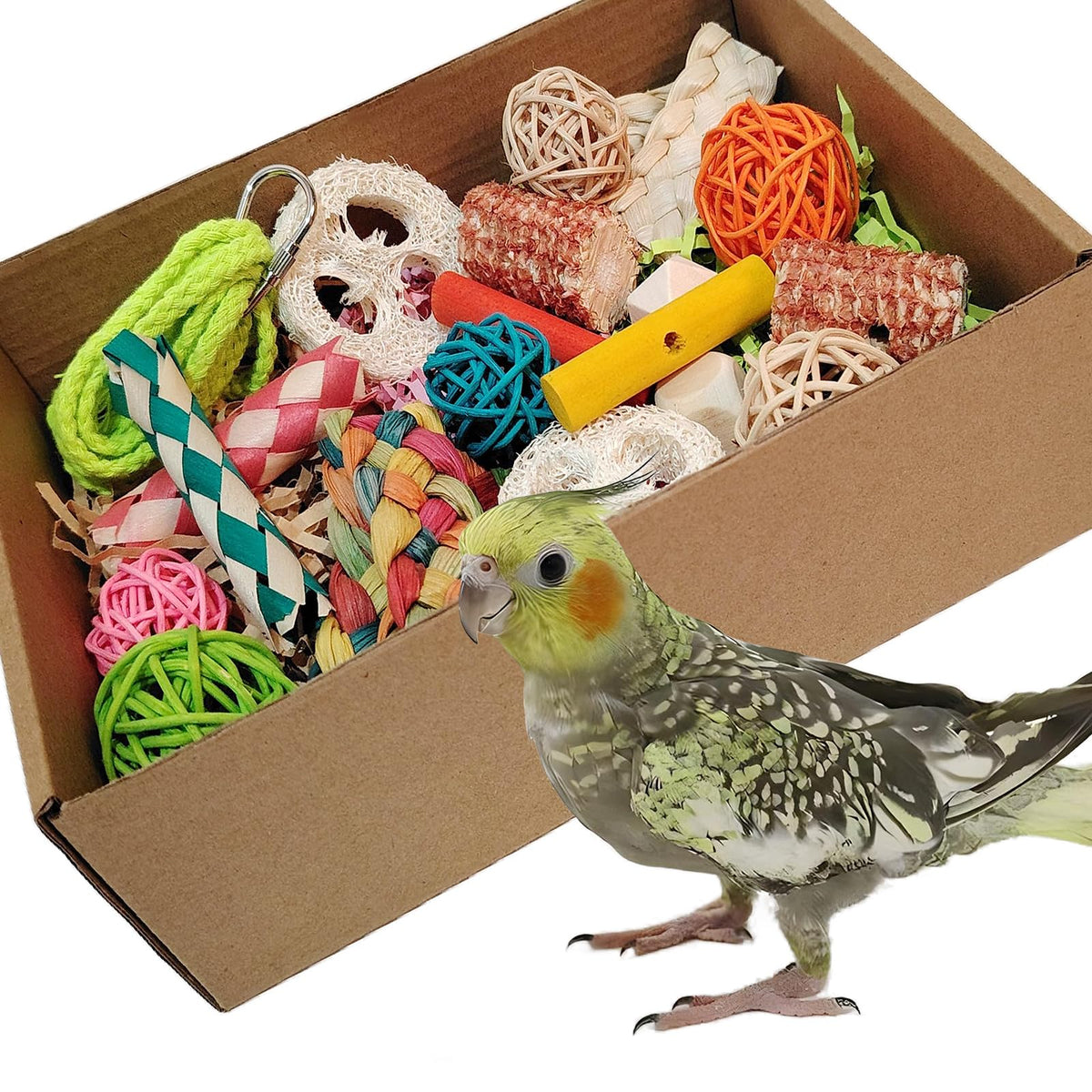 bird toys，Colorful Parrot Foraging and Tearing Toy Box - Suitable for chewing and foraging of long tailed parr