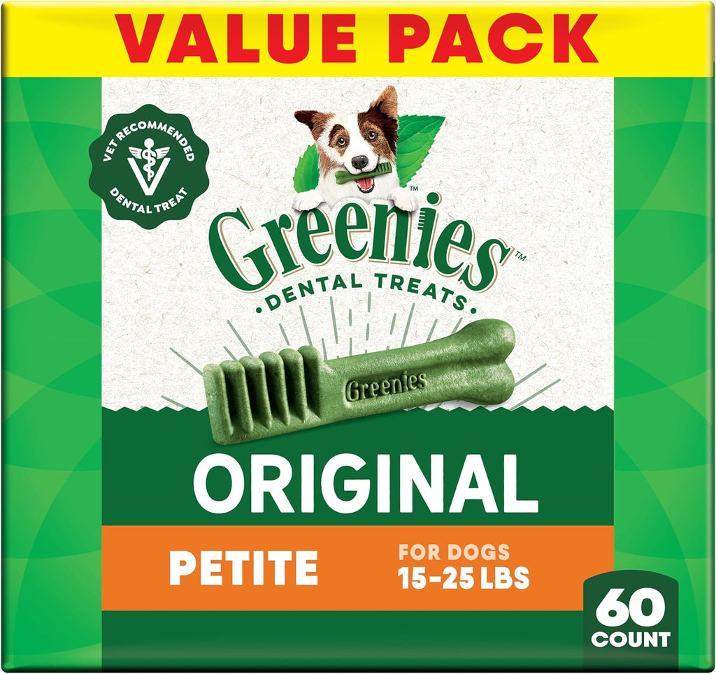 Greenies Veterinarian-Recommended Adult Natural Dental Dog Treats Petite Size, Original Flavor, 36 oz. Pack, 6