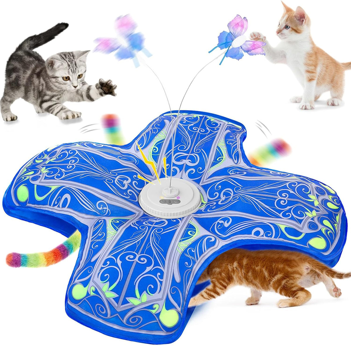 Interactive Cat Toys for Indoor Cats,[Newly Upgraded] Rechargeable Touch Activated Hide and Seek Kitten Toys f