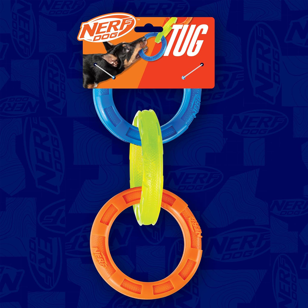 Nerf Dog 11.5in 3-Ring TPR Tug - Blue, Green & Orange - view 7