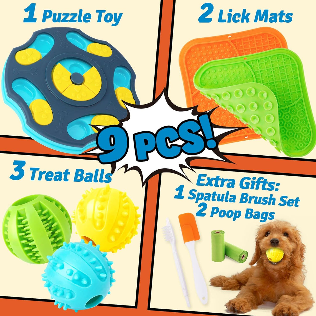Forfon 9 Pack All-Around Dog Puzzle Toy Set -Mentally Stimulating Dog Enrichment Toys for Small to Medium Smar - view 2