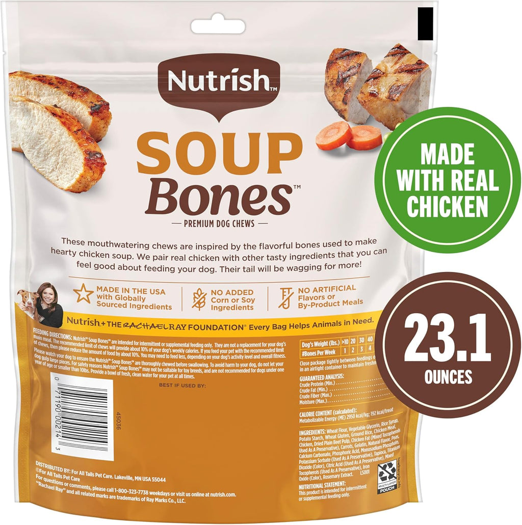 Nutrish Soup Bones Premium Dog Chews with Real Chicken and Veggies, Soft Texture Dog Treats, 11 Chews, Packagi - view 3