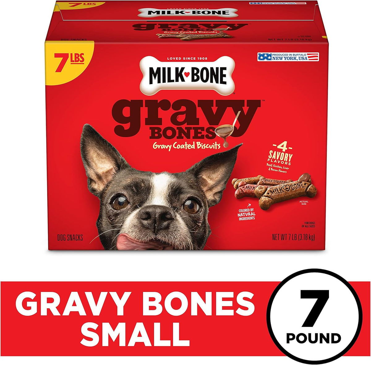 Milk-Bone Gravy Bones Dog Treats with 4 Savory Meat Flavors Coated in Gravy, 7 Pound - view 2