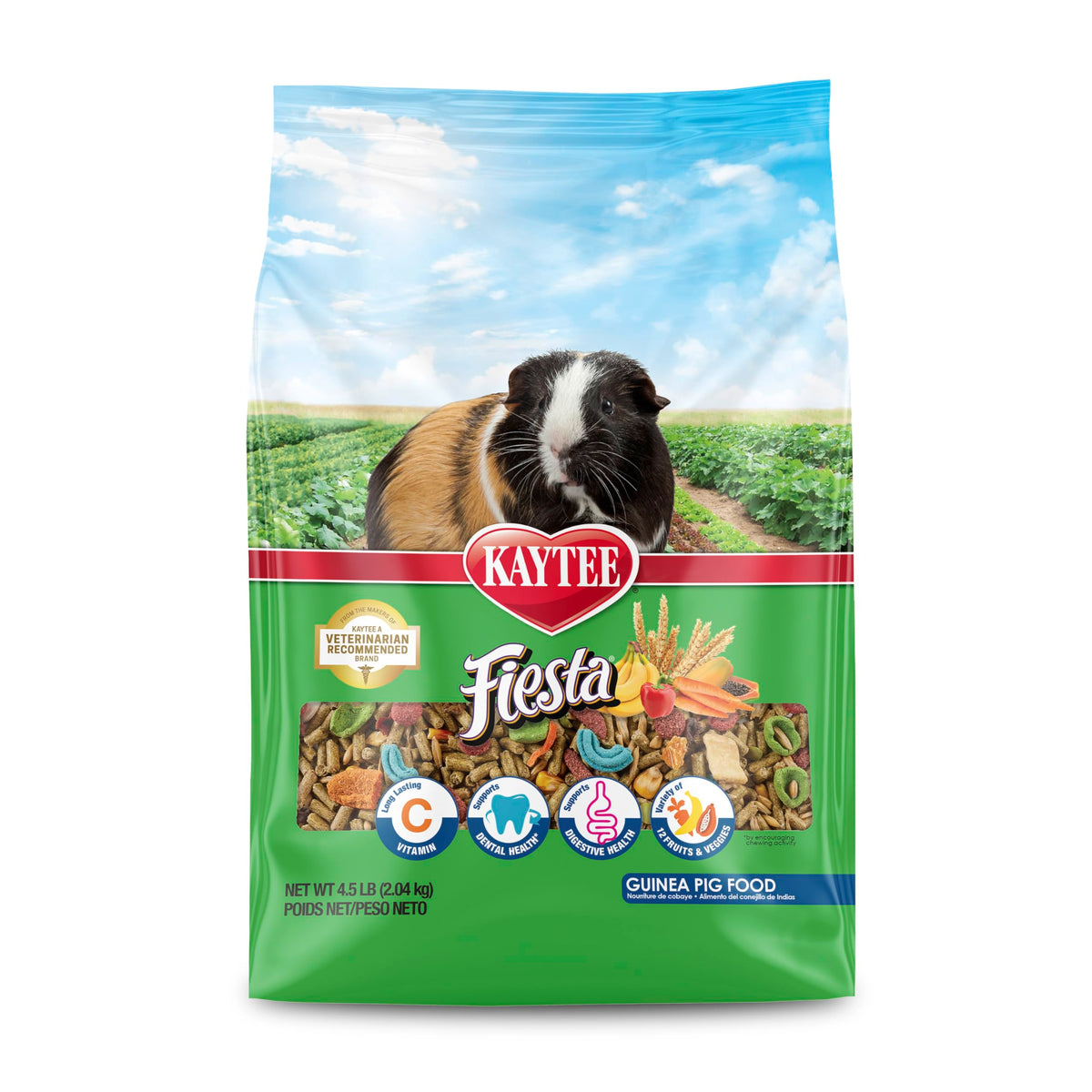 Kaytee Fiesta Guinea Pig Food, Nutritious and Fun Blend, Supports Dental Health and Digestion, 4.5 pounds