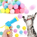 MeoHui 31Pcs Cat Ball Toy Launcher Gun,Cat Balls Fetch Toy,30Pcs Plush Fuzzy Balls Launcher Cat Toy for Cats w