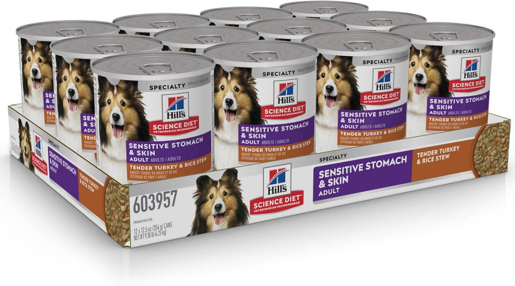 Hill's Science Diet Adult 1-6 Sensitive Stomach & Sensitive Skin Wet Dog Food, Tender Turkey & Rice Stew in Gr - view 4
