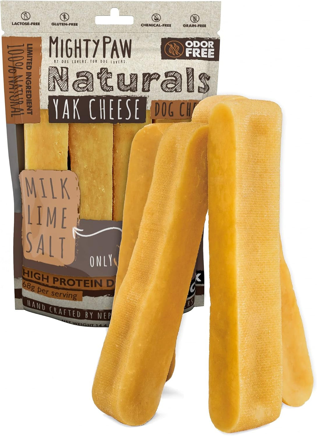 Mighty Paw Yak Cheese Dog Chews – All-Natural Long Lasting Hard Chew for Aggressive Chewers – High Protein, Od