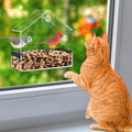 Outdoor Window Bird Feeder for Cats Viewing - Clear Bird Feeder with Strong Suction Cup, Cat Perch Accessories