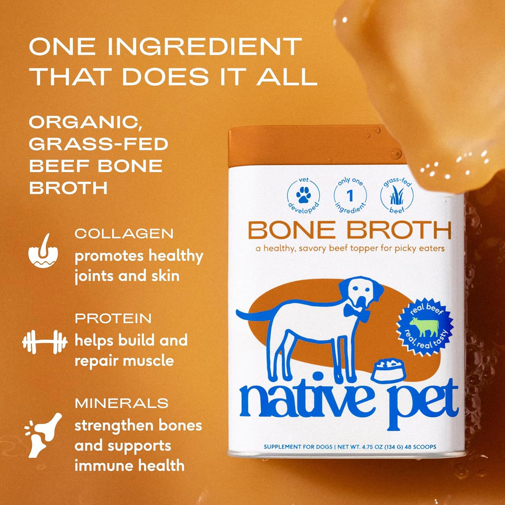 Native Pet Bone Broth for Dogs - Made with Real Beef Bone Broth, Dog Food Toppers for Picky Eaters - Provides  - view 3