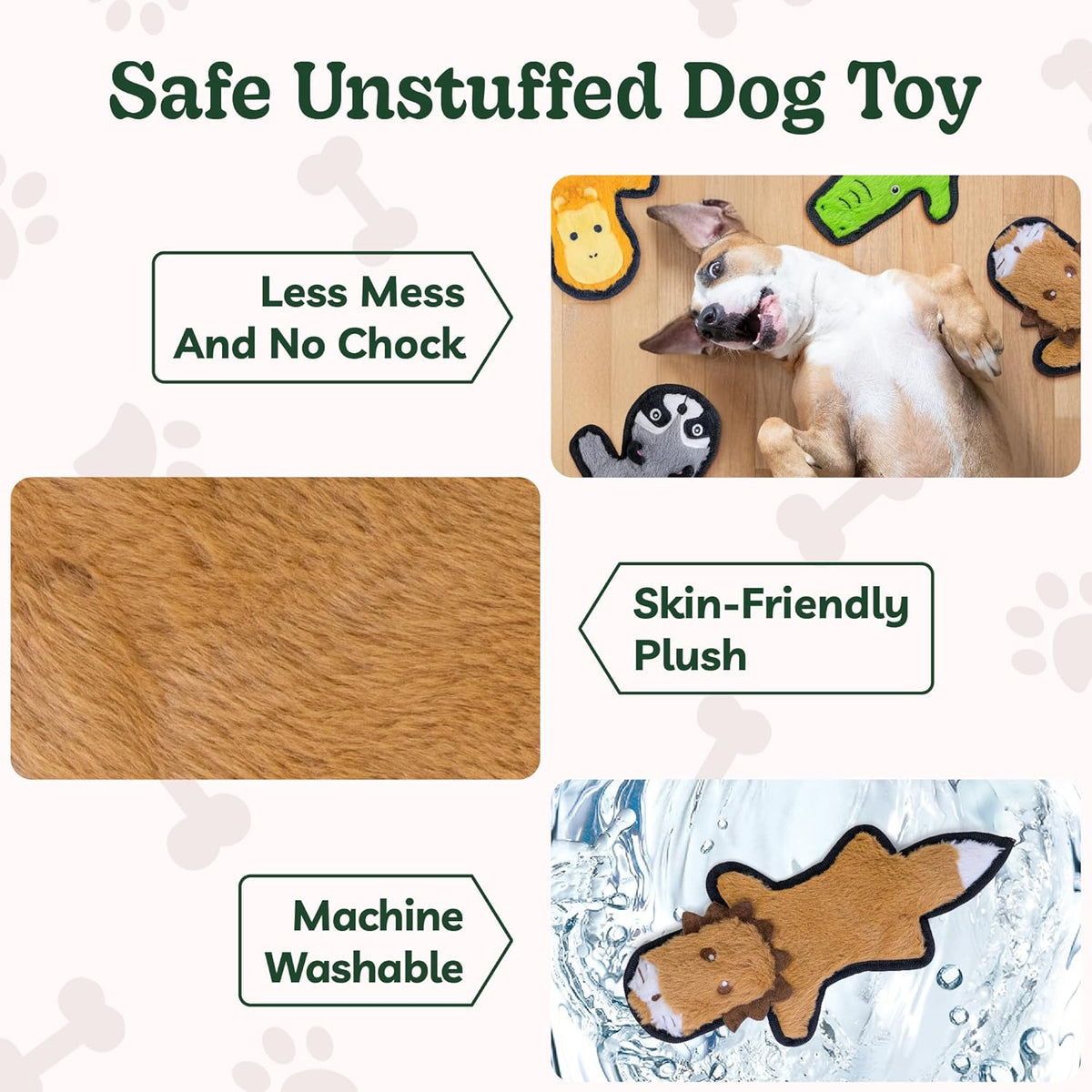SHARLOVY No Stuffing Dog Toys Crinkle Squeaky, Long Lasting Chews for Aggressive, Durable Plush Dog Puppy Chew - view 3