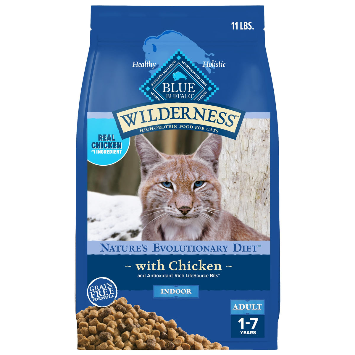 Blue Buffalo Wilderness Nature's Evolutionary Diet High-Protein, Grain-Free Natural Dry Food for Adult Cats, C