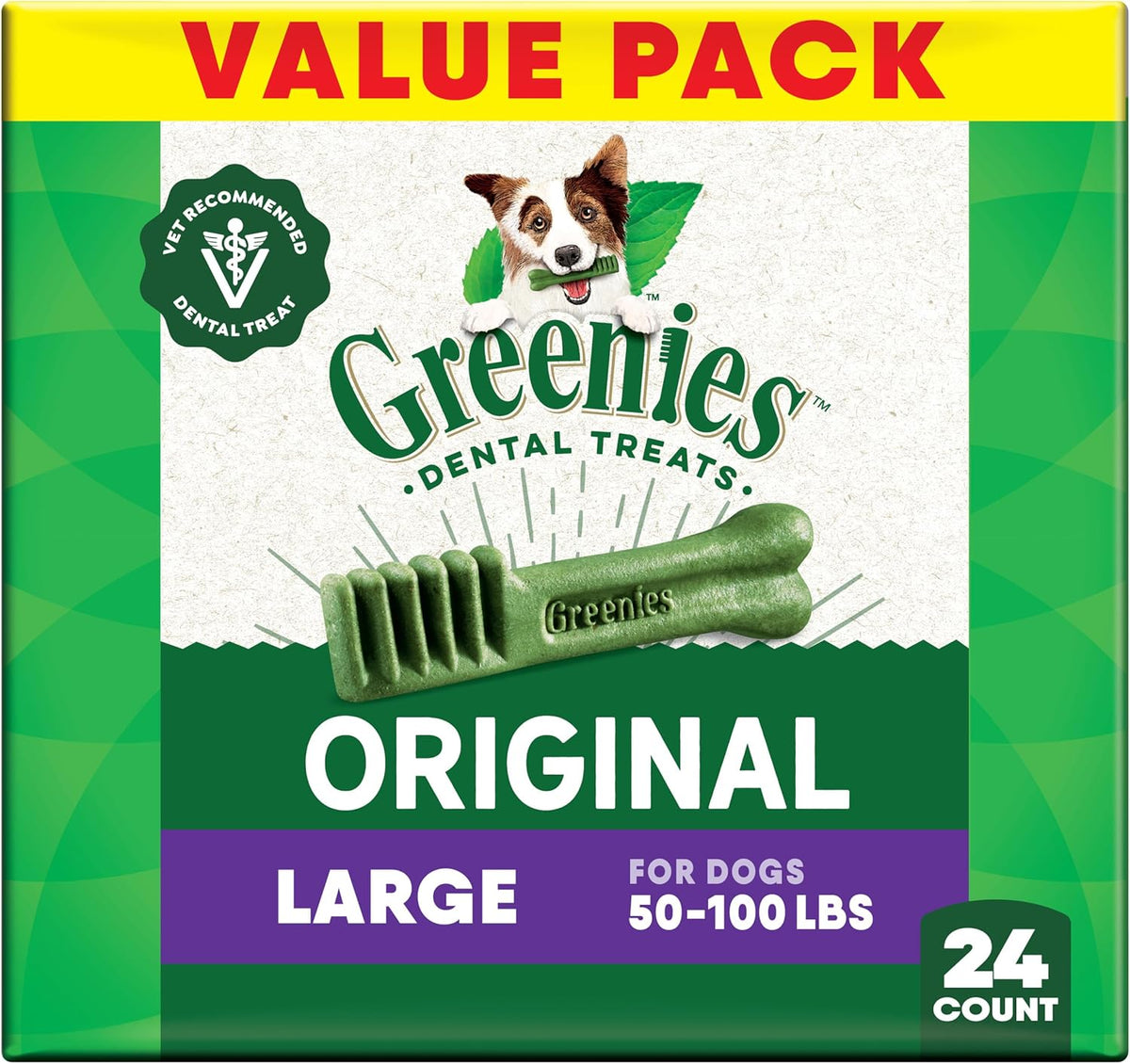 Greenies Veterinarian-Recommended Adult Natural Dental Dog Treats Large Size, Daily Treating, Helps Clean Teet