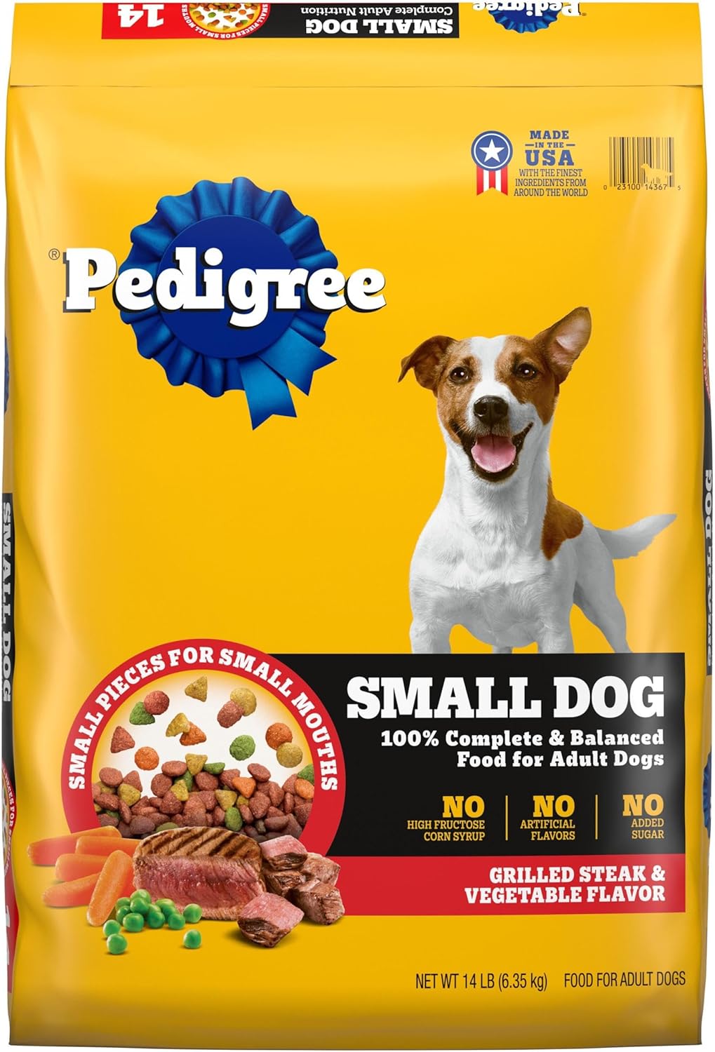 Pedigree Complete Nutrition Adult Small Dog Dry Dog Food, Grilled Steak & Vegetable Flavor, 14 lb. Bag