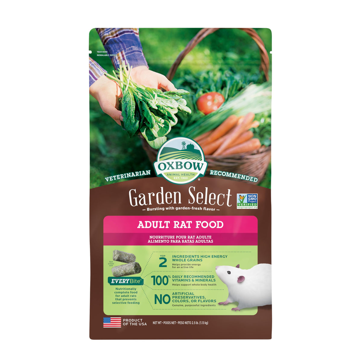 Oxbow Garden Select Adult Rat Food, Garden-Inspired Recipe for Adult Rats, Non-GMO, Vitamin & Mineral Rich Pet