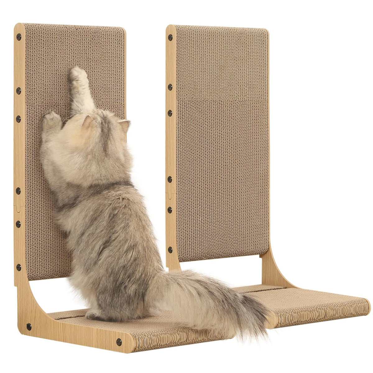 Zakkart 2-Pack Cat Scratching Board, 25.6'' Tall Cardboard L Shape Vertical Cat Scratchers for Indoor Cats, Ca