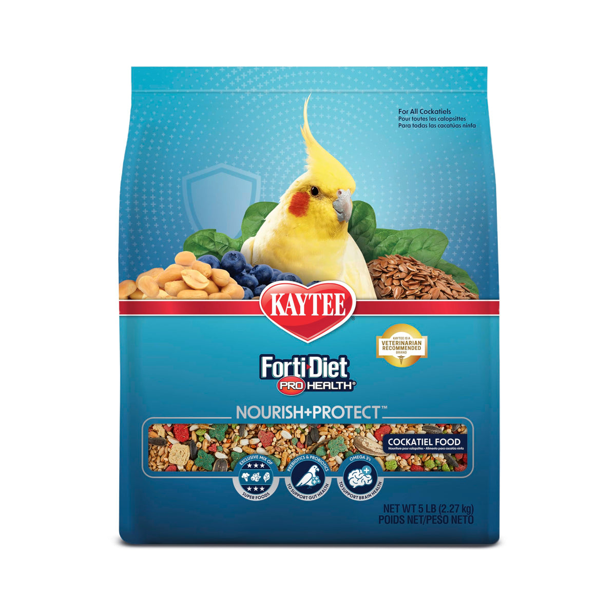 Kaytee Forti-Diet Pro Health Nourish+Protect Cockatiel Food, Comprehensive Nutrition Backed by Science, Digest
