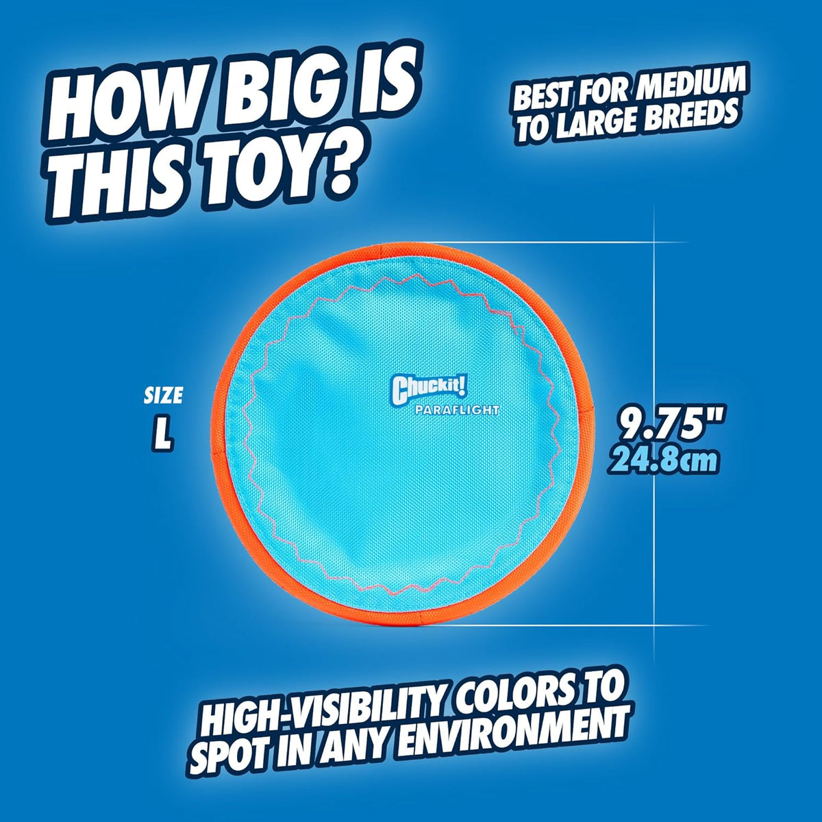 Chuckit! Paraflight Flying Disc Dog Toy - Water Floating Flyer - Durable Nylon Construction with Soft Rubber E - view 3