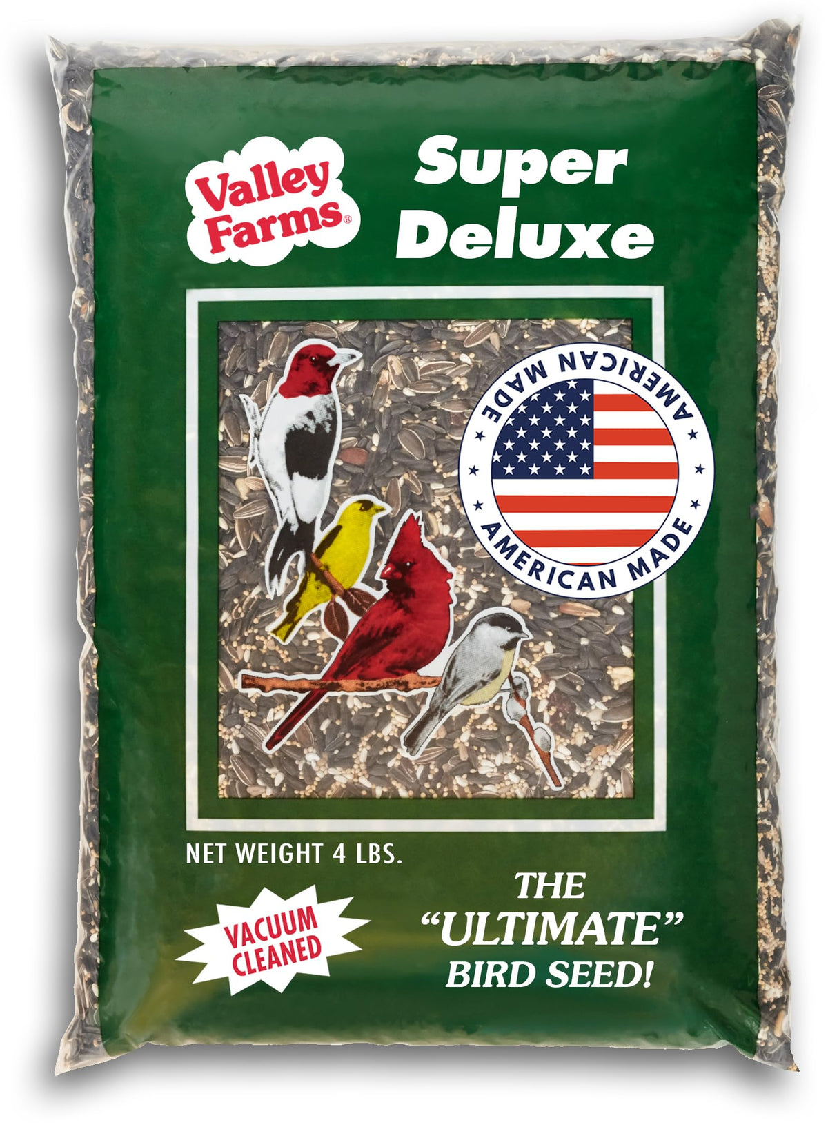 Valley Farms Super Deluxe Wild Bird Food for Outside feeders - 0% fillers - Loads of Sunflower Seed - w/Peanut