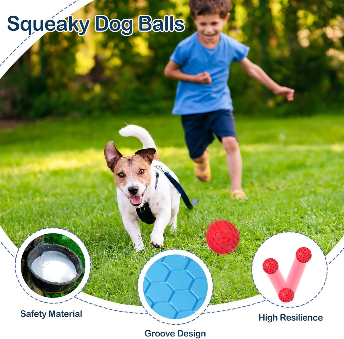 CHEODIN 2 Pack Indestructible Squeaky Dog Balls for Aggressive Chewers, Interactive Dog Toys for Teething, Rel - view 4