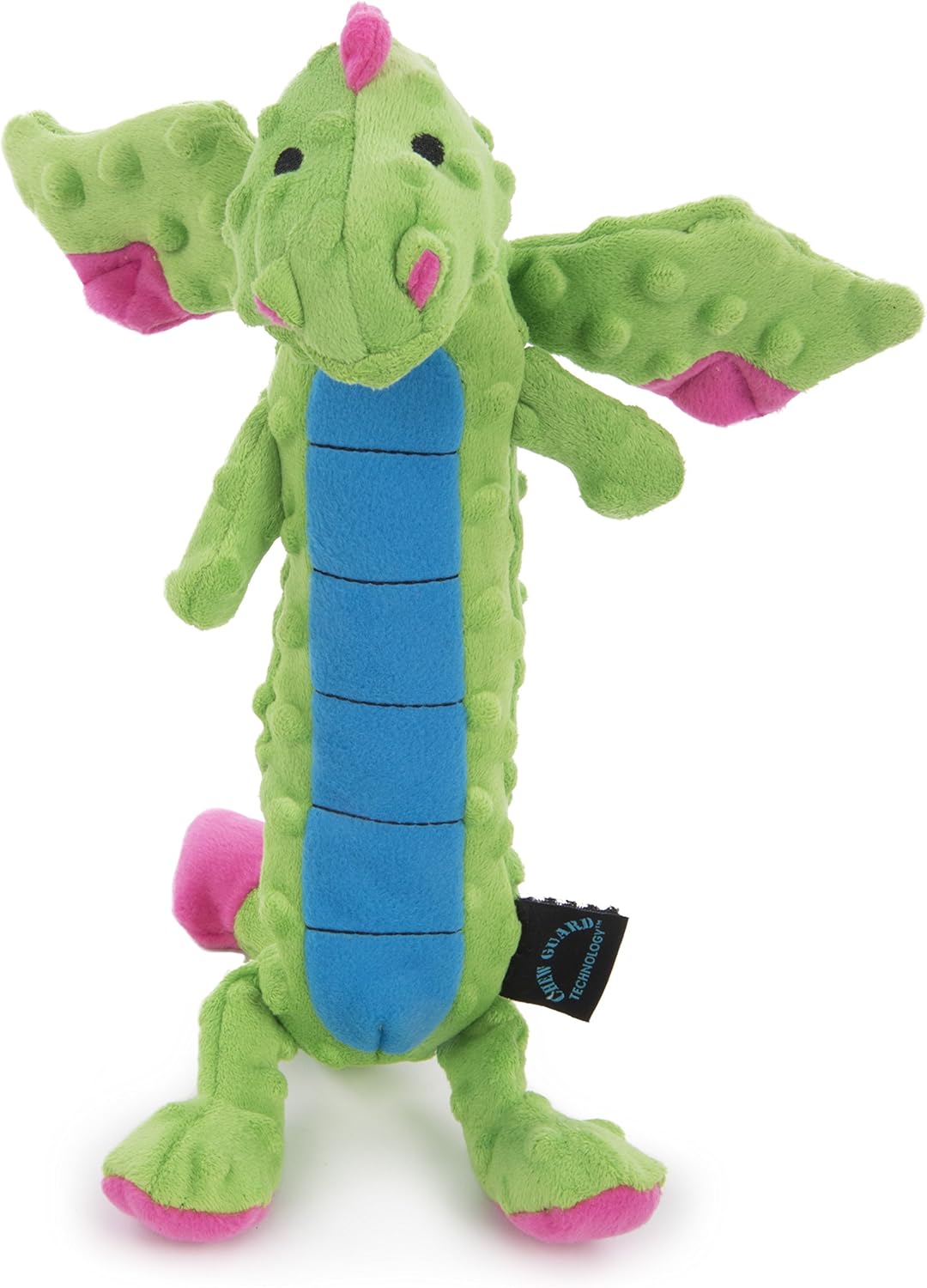 goDog Bubble Plush Skinny Dragons Squeaky Plush Dog Toy, Chew Guard Technology - Green, Large - view 7