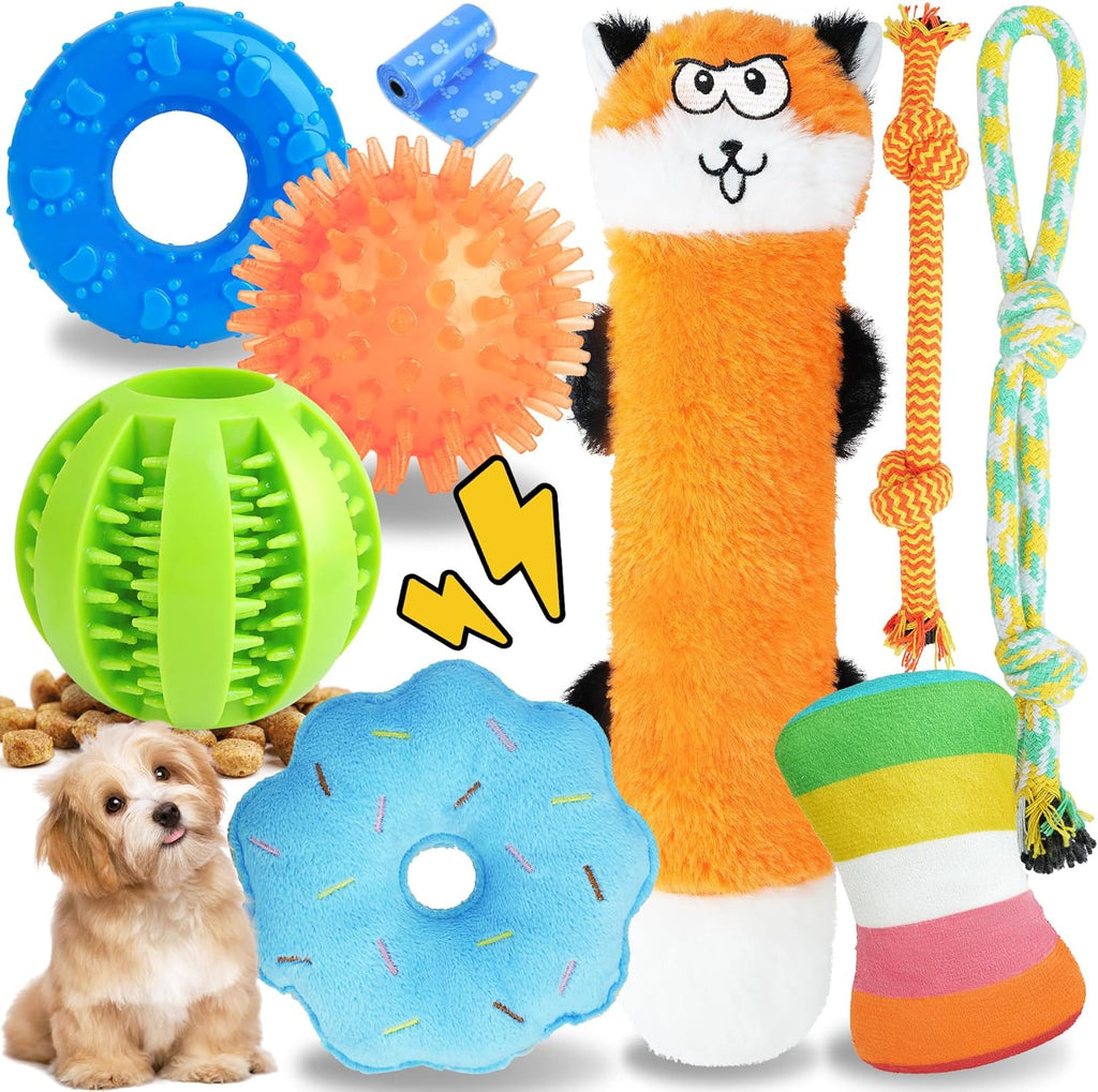 PatsFran Puppy Toys for Teething, 9 Pack Interactive Dog Toys for Small Dogs, Puppy Chew Toys for Boredom with