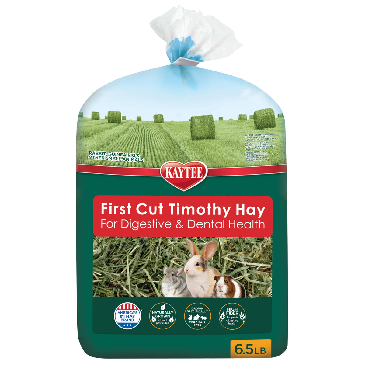 Kaytee First Cut Timothy Hay, High Fiber, Grown Specifically for Small Animals, Rabbits, Guinea Pigs, Chinchil