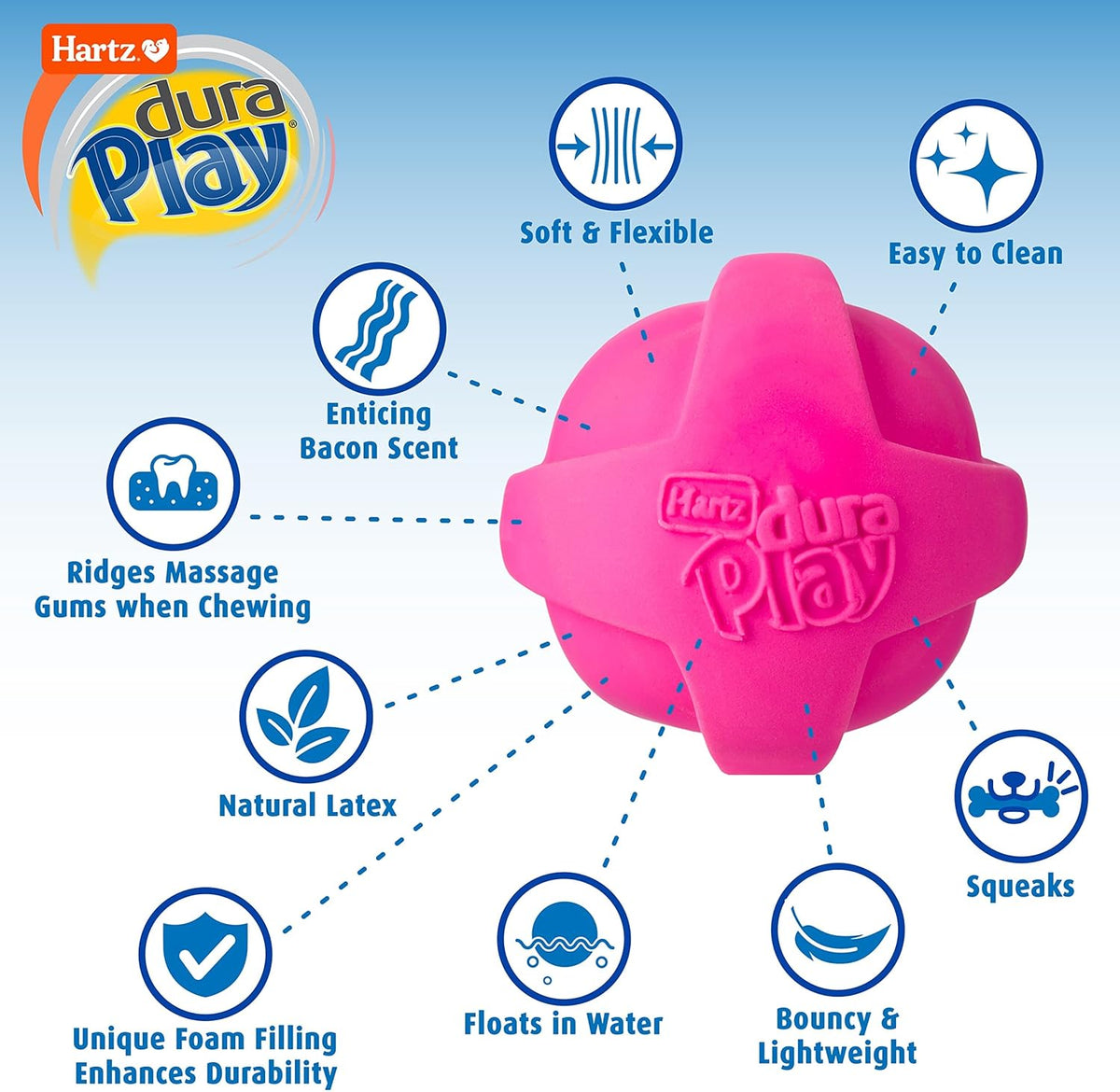 Hartz Dura Play Bacon Scented Squeak Ball Dog Toy for Small Breeds, 3 Pack - view 2