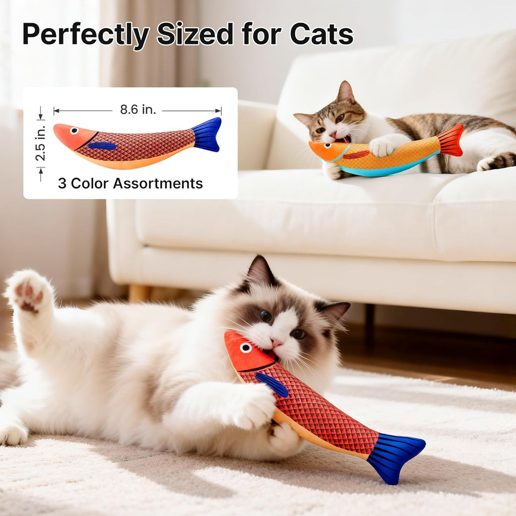 Potaroma Cat Toys Saury Fish, 3 Pack, Catnip Crinkle Sound, Soft and Durable, Interactive Kitten Kicker for In - view 5