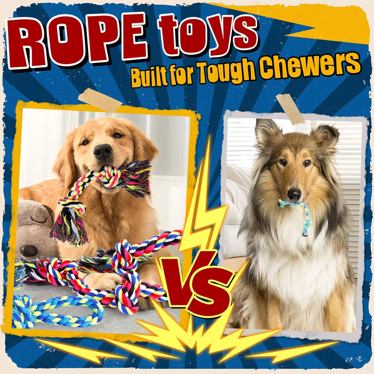 Forfon Tough & Strong Dog Toy for Aggressive Chewers – Tough Chew Toys for Large Dogs, Ideal for Tug-of-War &  - view 5