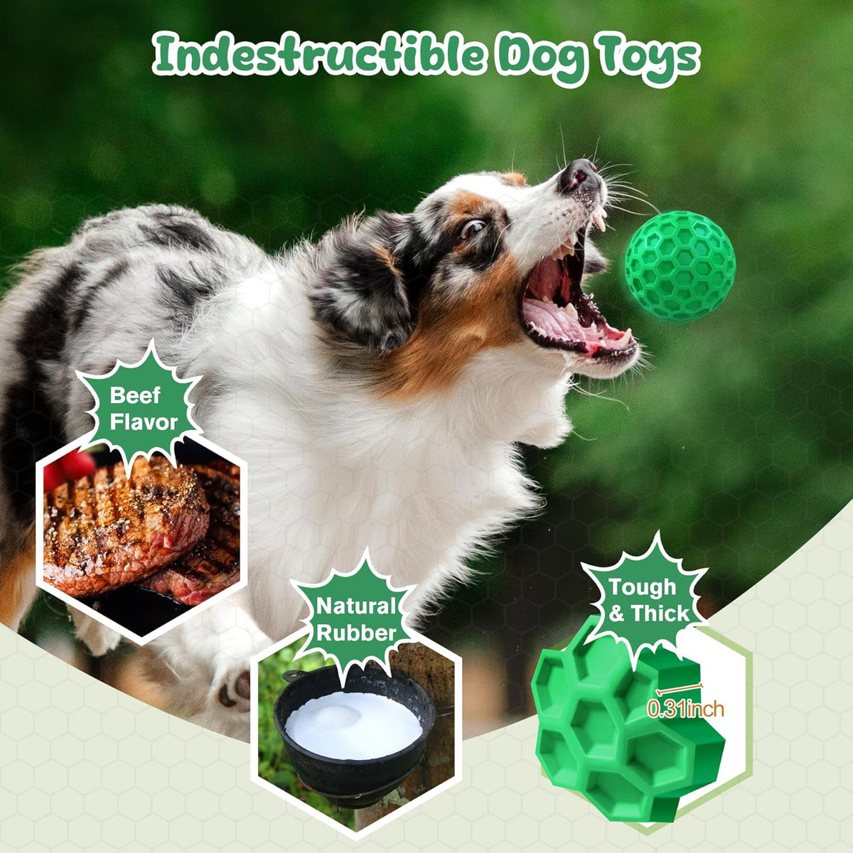 ZRIFAQESW Tough Dog Chew Toys for Aggressive Chewers, Indestructible Dog Balls for Aggressive Chewers, Squeaky - view 4