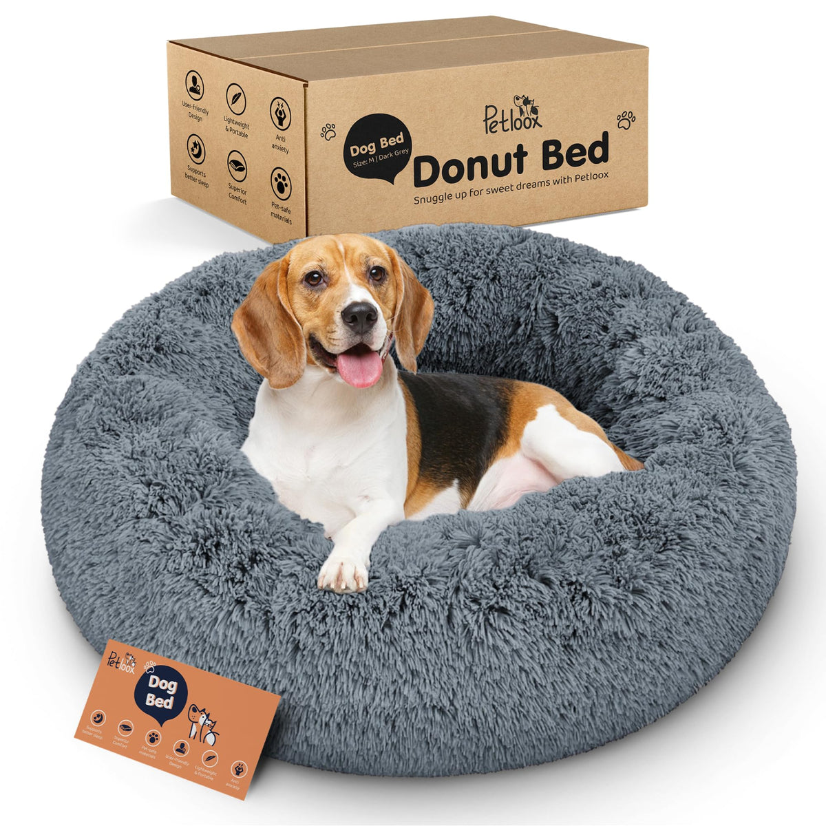 Donut Dog Bed - Premium Comfort for Anxiety Relief - Fluffy & Calming Design with Ultra-Plush Support | Cozy R