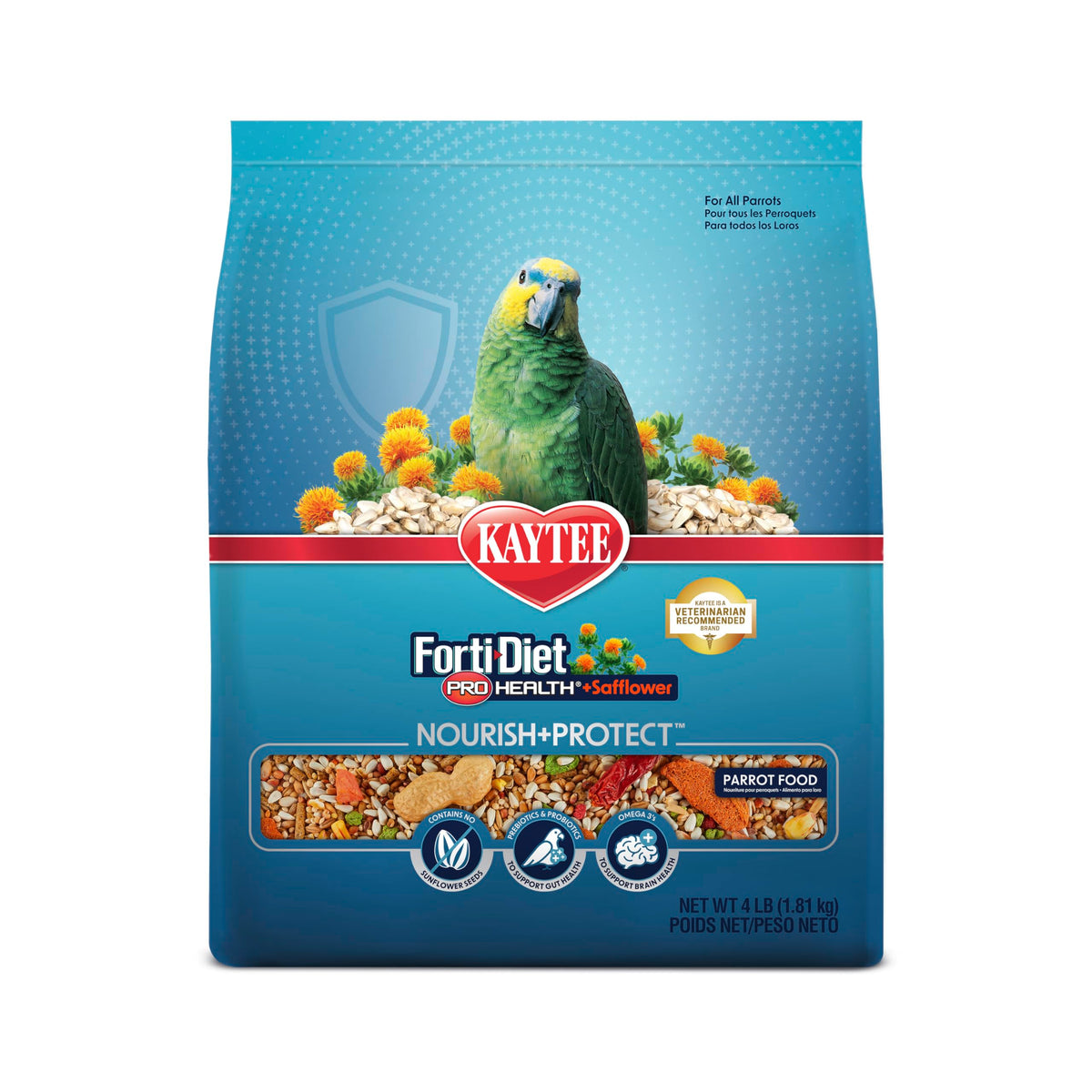 Kaytee Forti-Diet Pro Health+Safflower Nourish+Protect Parrot Food, Supports Breeding and Molting, Nutrition B